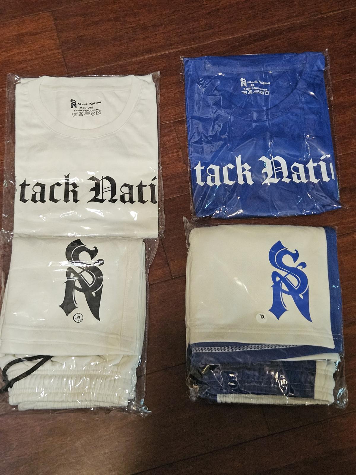 Stack Nation Blue & White Shorts & Tees Set